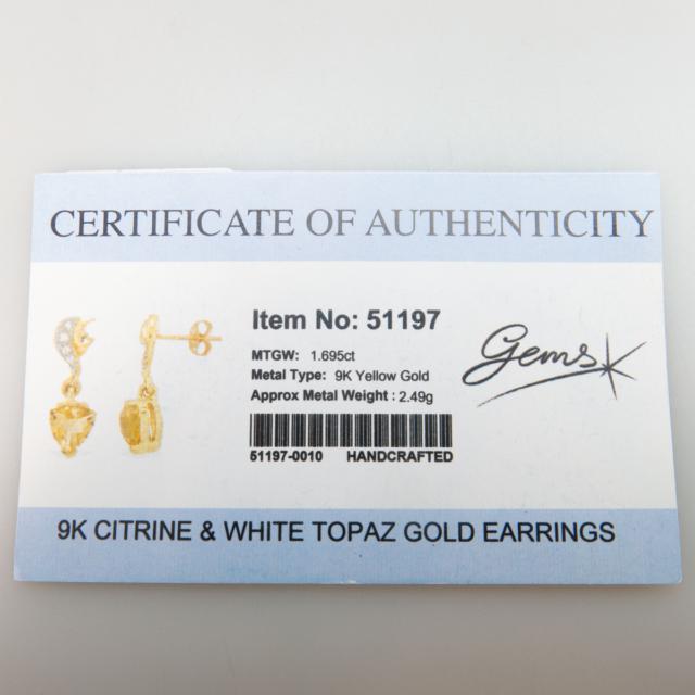 Pair Of English 9k Yellow Gold Earrings