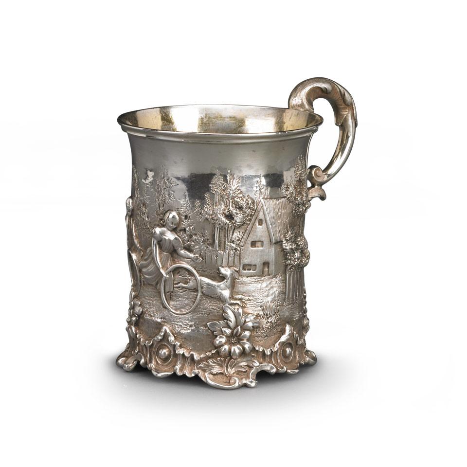 Victorian Silver Repoussé Mug, London, 1847