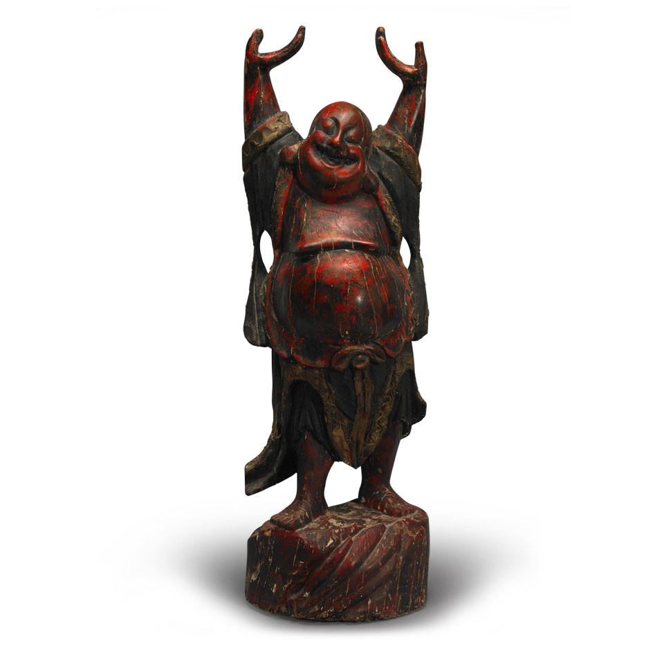 Lacquered Wood Figure of Budai