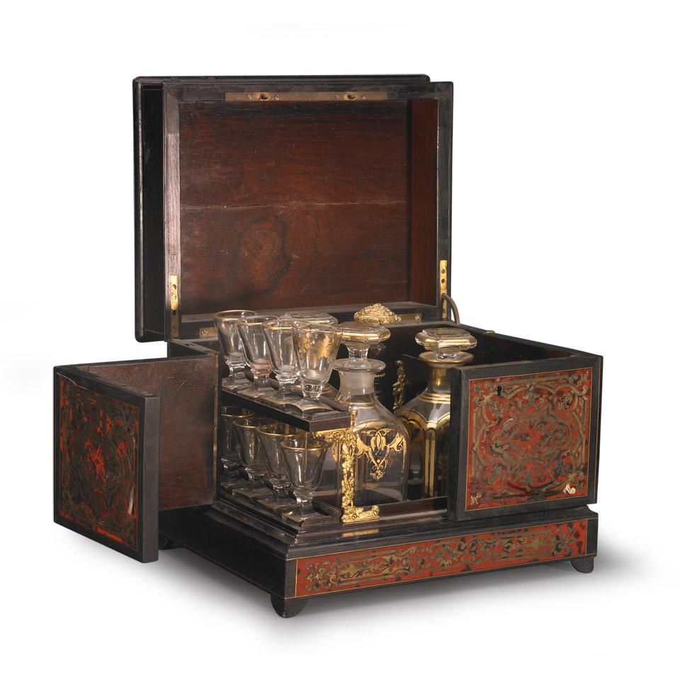 French Boulle Marquetry Cased Tantalus, mid-19th century