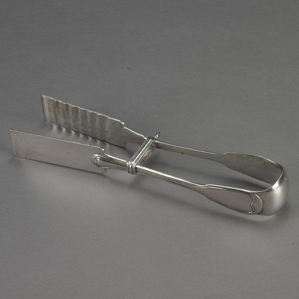 Continental Silver Fiddle and Thread Pattern Asparagus Tongs, early 20th century