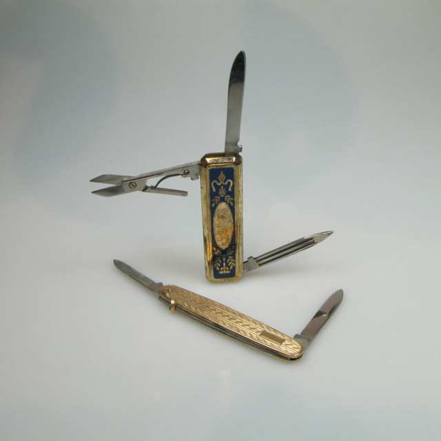 Gold-Plated Sterling Silver 3 Function Pocket Knife