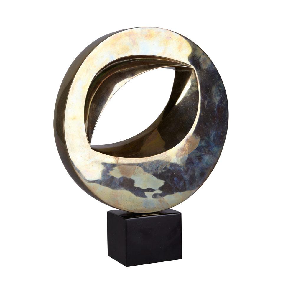 Unsigned, Bronze Circular Abstract on marble base