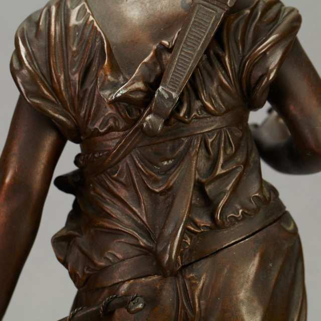 French Patinated Bronze Figure of Diana, Goddess of the Hunt, after Mathurin Moreau (French, 1822-1912)