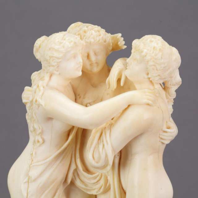 German Carved Ivory Group of the Three Graces, 19th century