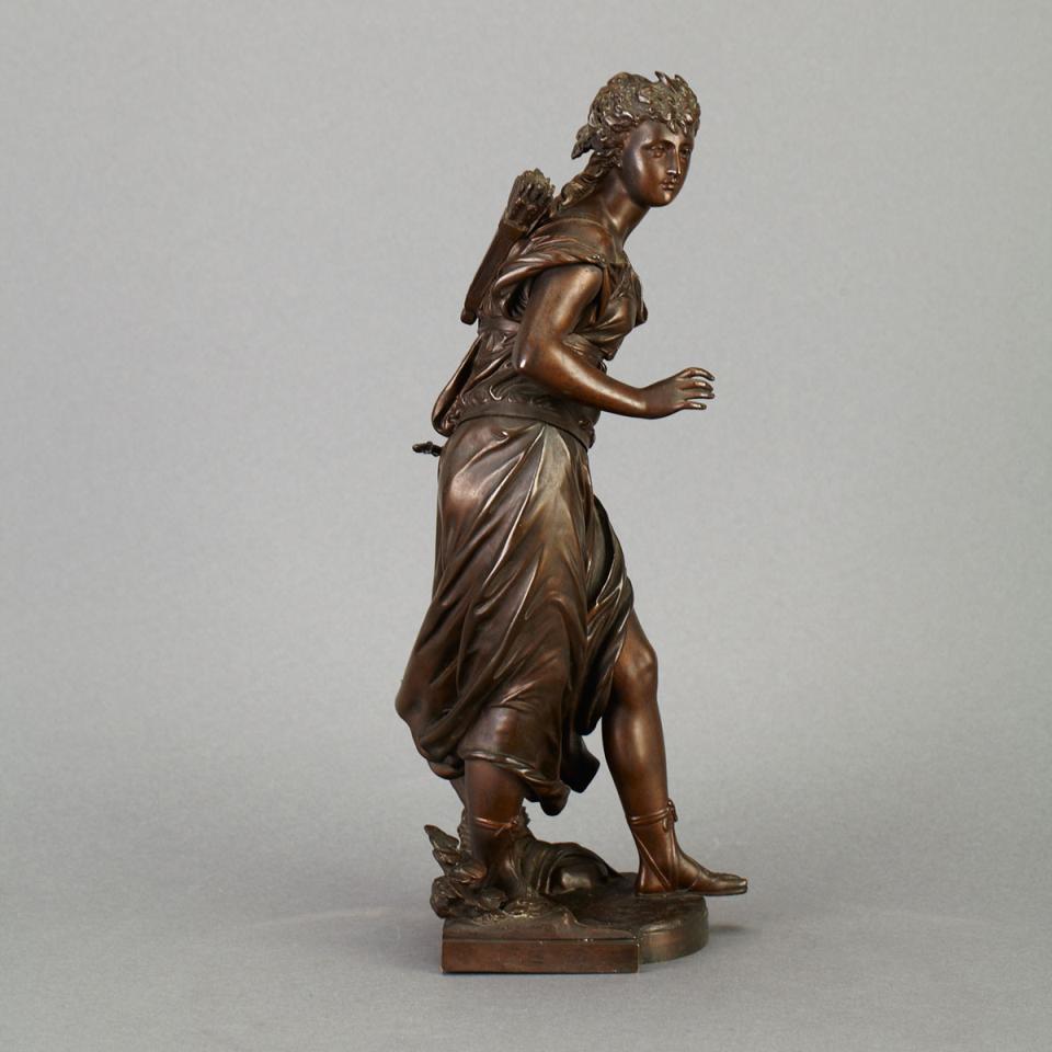 French Patinated Bronze Figure of Diana, Goddess of the Hunt, after Mathurin Moreau (French, 1822-1912)
