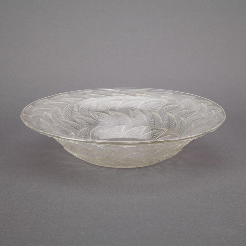 ‘Ormeaux’, Lalique Moulded and Partly Frosted Glass Bowl, 1930s