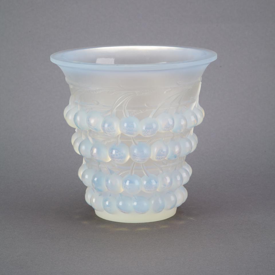 ‘Montmorency’, Lalique Moulded Opalescent Glass Vase, 1930s