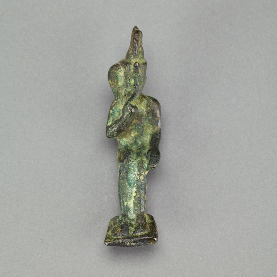 Egyptian Bronze Figure of Harpokrates, late period, 6th century B.C.