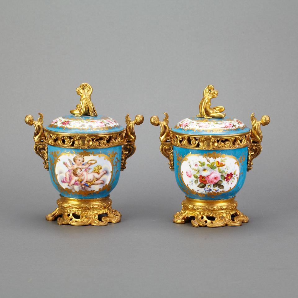 Pair of Ormolu Mounted ‘Sèvres’ Potpourris with Covers, late 19th century