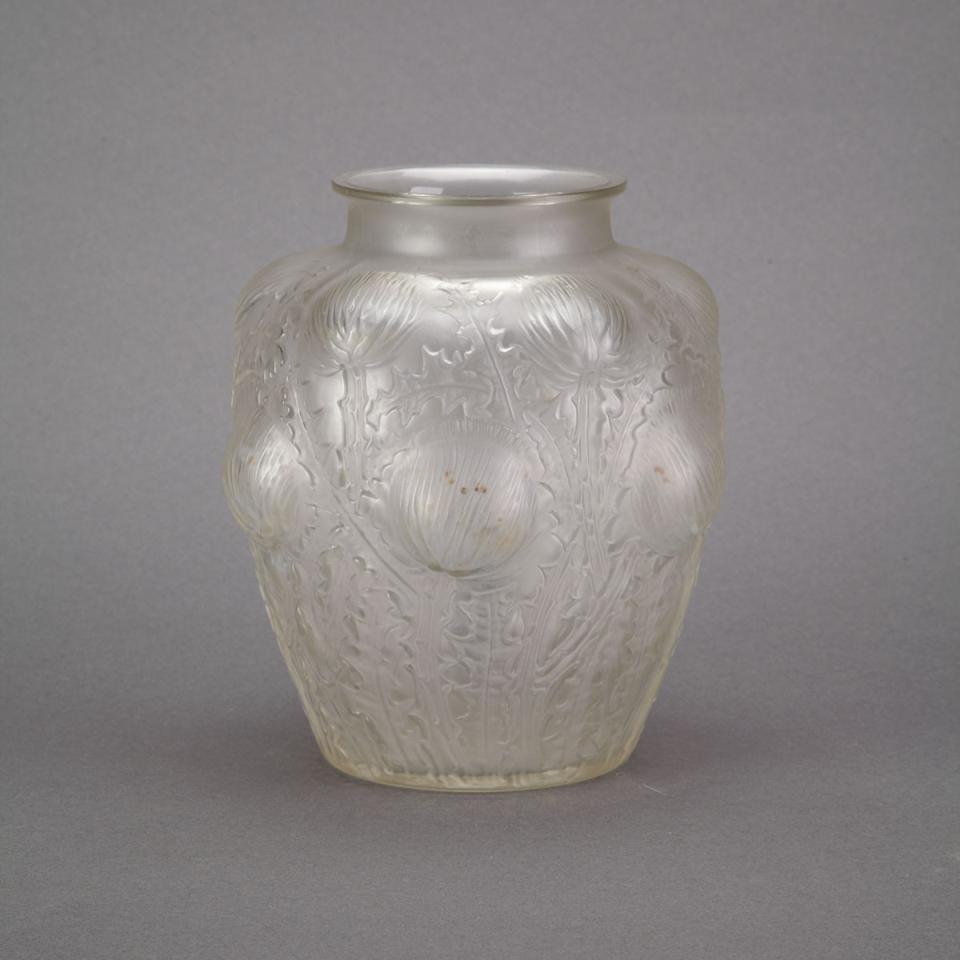 ‘Domrémy’, Lalique Moulded and Frosted Glass Vase, c.1930