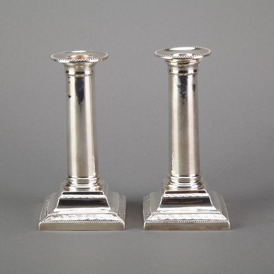 Pair of George III Silver Small Candlesticks, John Winter & Co., Sheffield, 1782