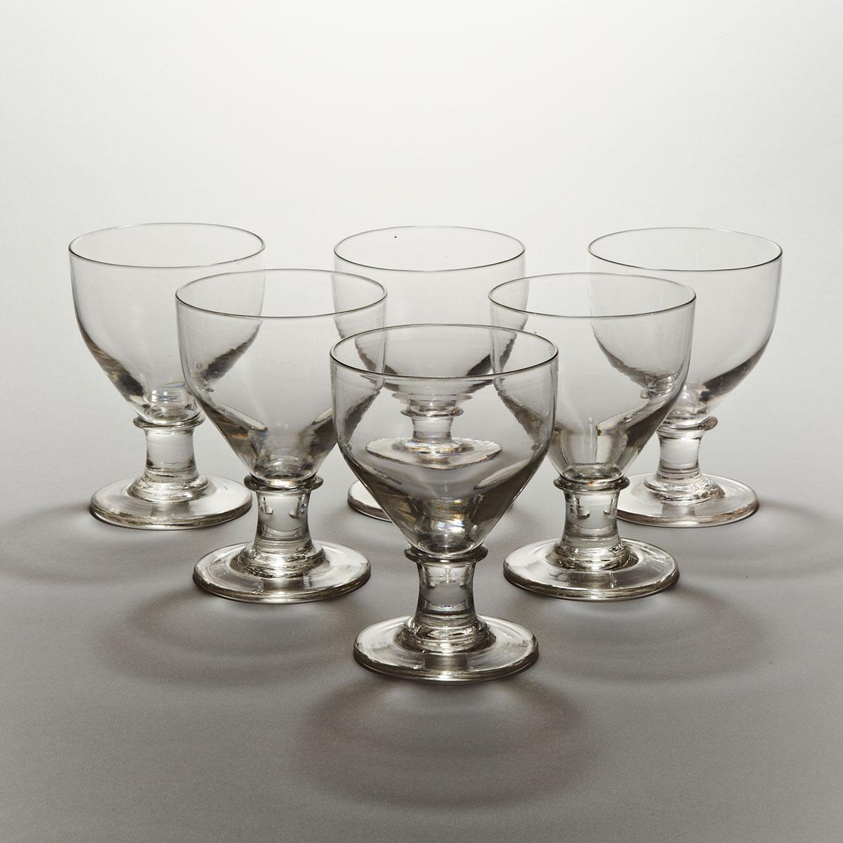 Six English Glass Rummers, 19th century