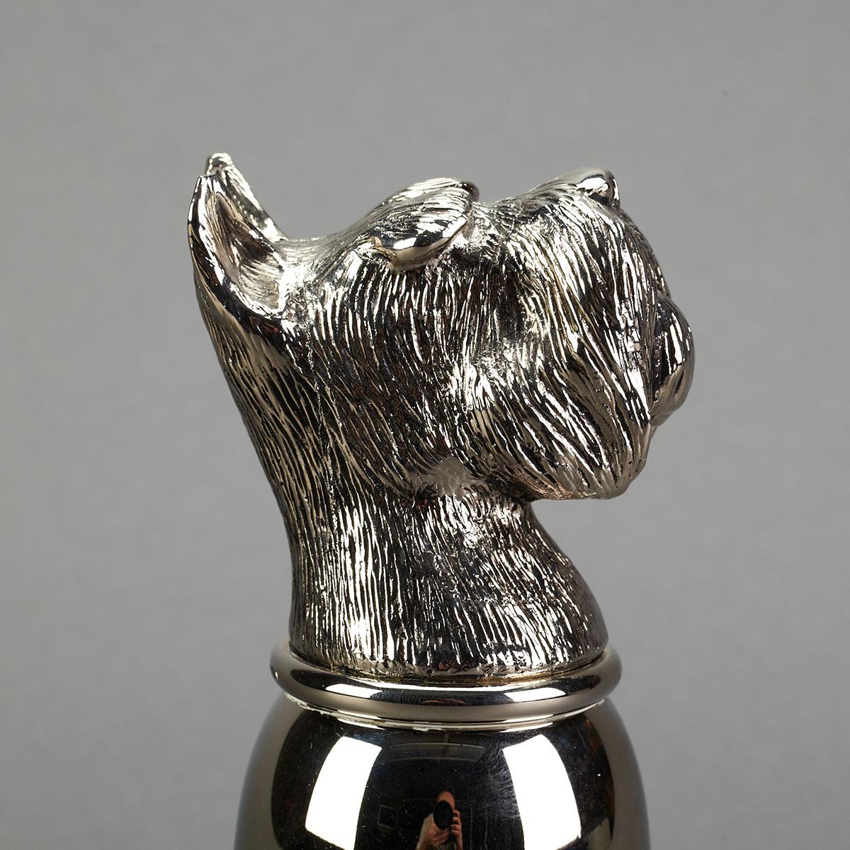 Gucci Silver Plated Scottie Dog’s Head Stirrup Cup, late 20th century