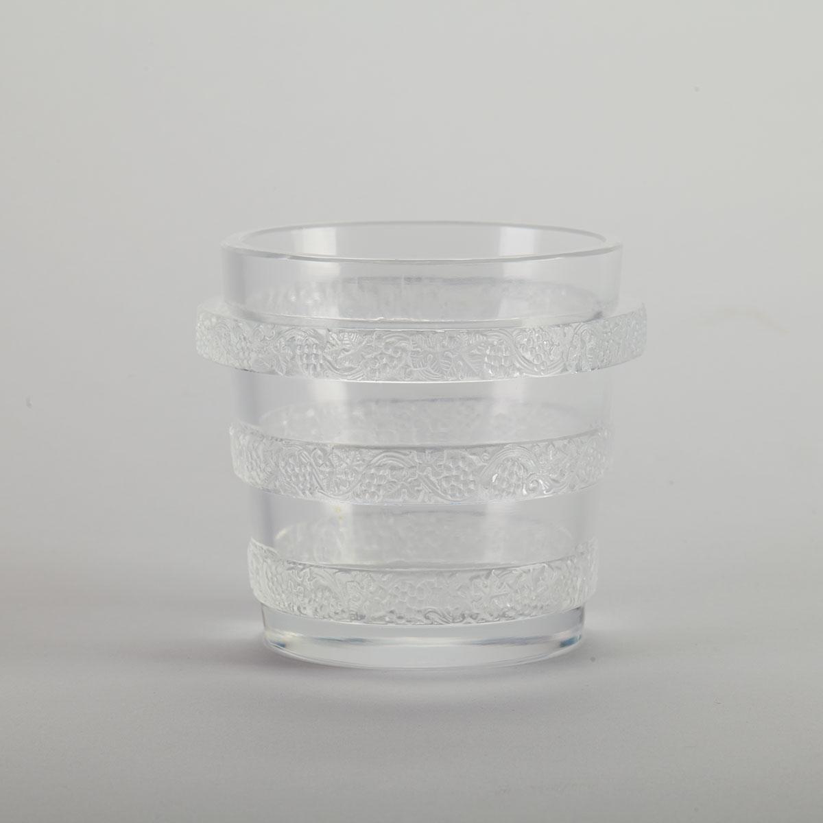 ‘Ricquewihr’, Lalique Moulded and Partly Frosted Glass Ice Bucket, post-1945