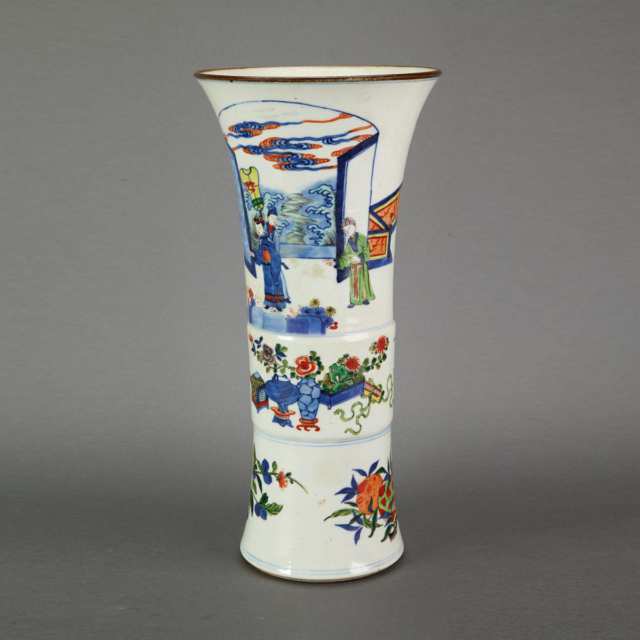 Wucai Beaker Vase, Late Qing Dynasty