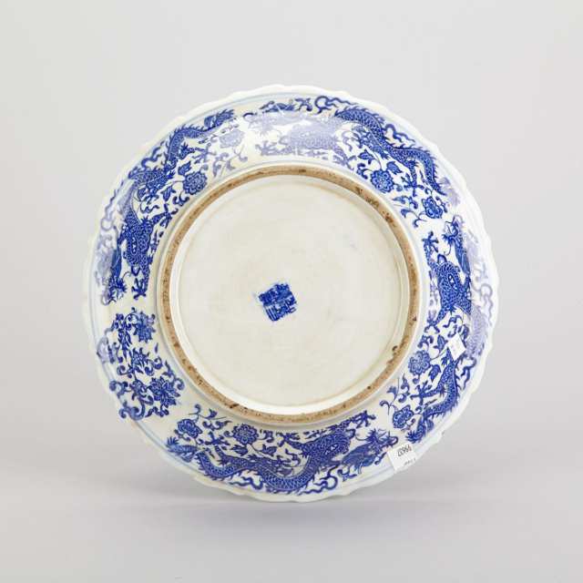 Group of Three Blue and White Porcelain Wares, 19th/20th Century