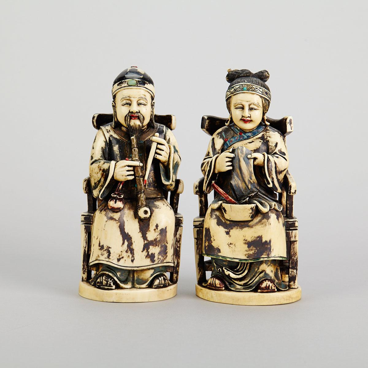 Tinted Ivory Carved Ancestor Group
