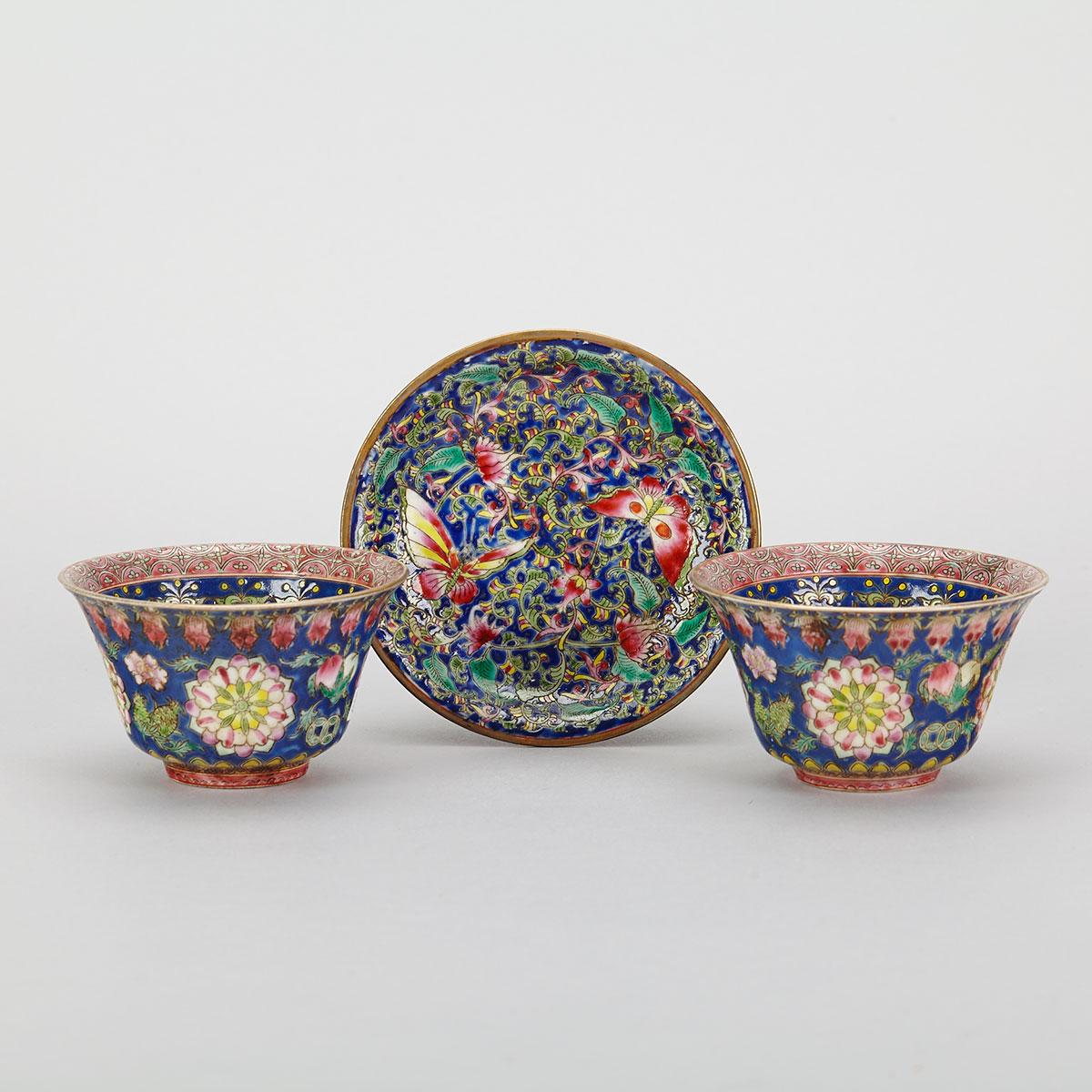 Pair of Famille Rose Cups, Daoguang Mark