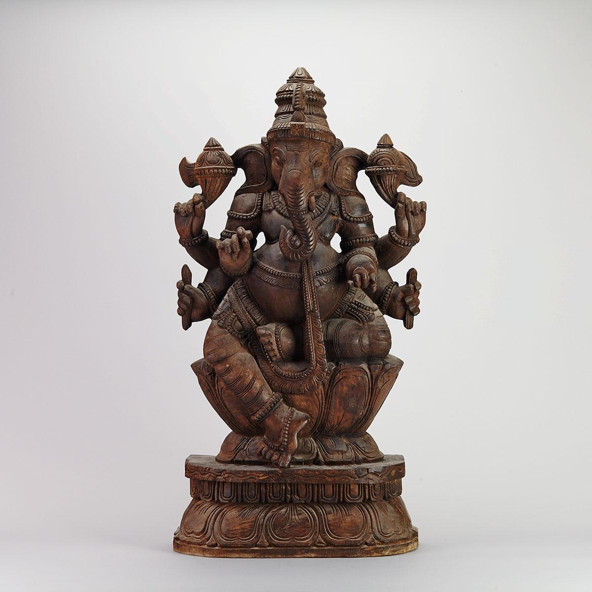 Large Hardwood Figure of Ganesh, South Asia
