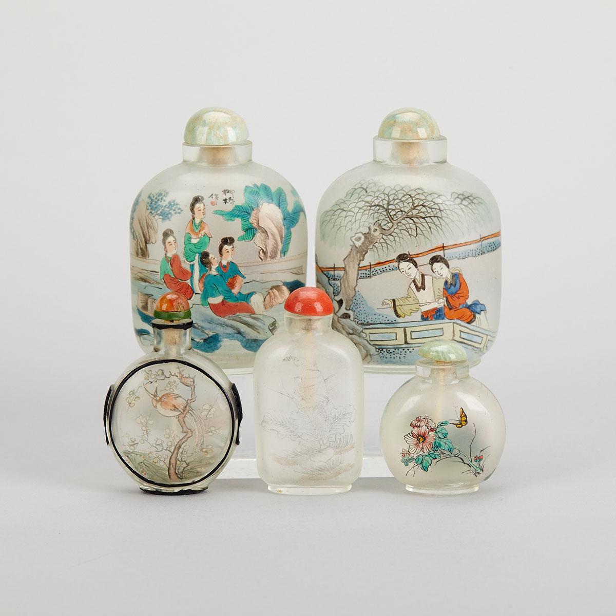 Five Interior-Painted Snuff Bottles