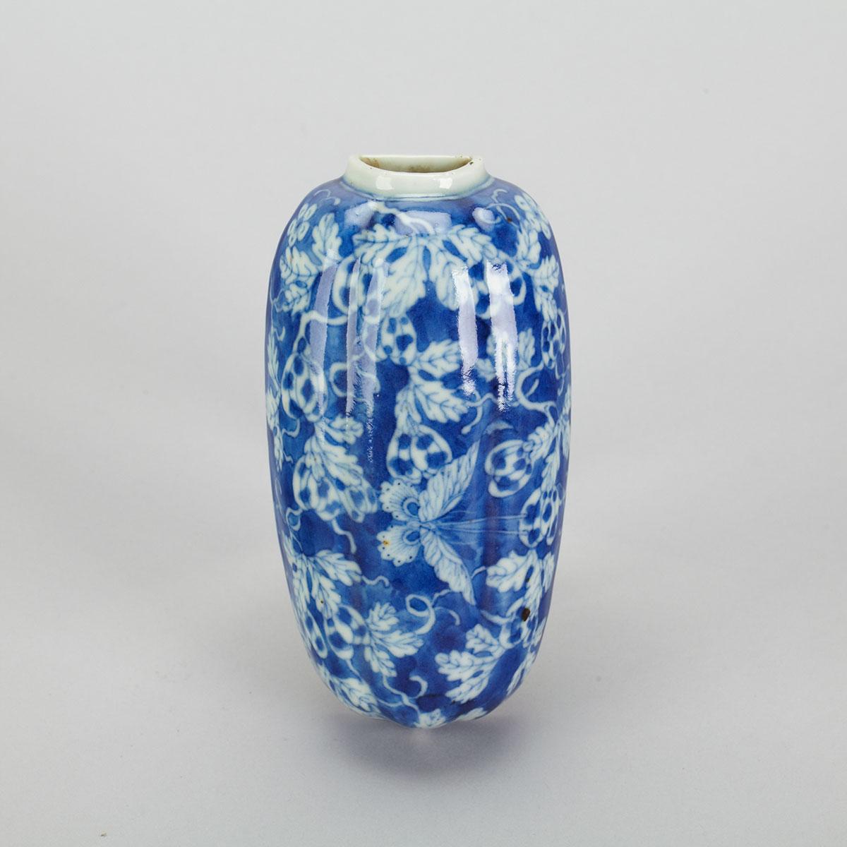 Blue and White Gourd-Form Wall Vase, 19th Century