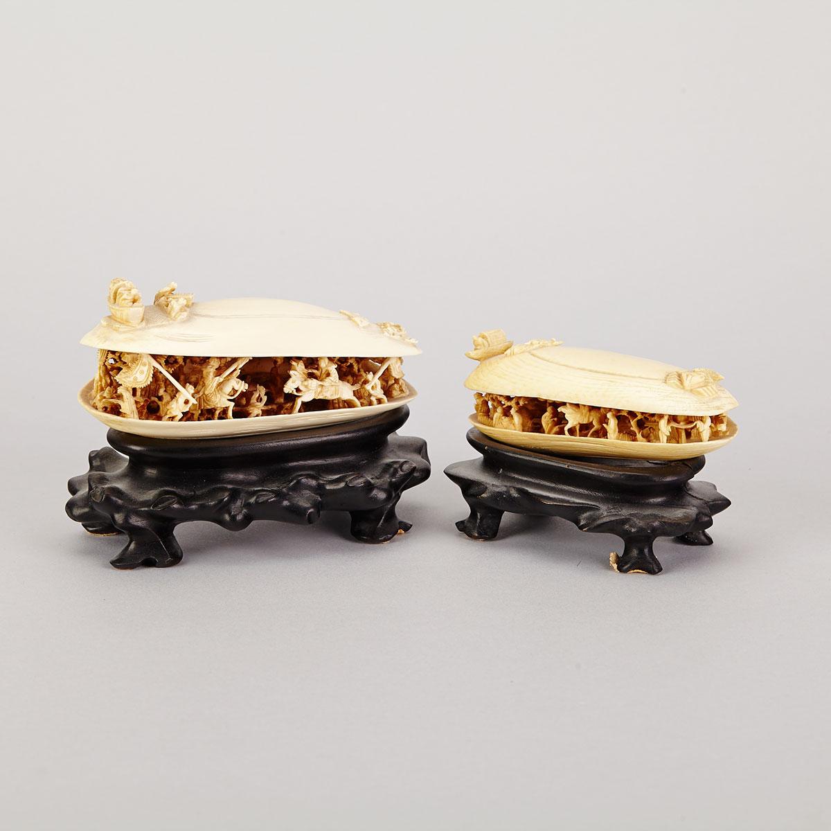 Two Ivory Carved Clams Dreams