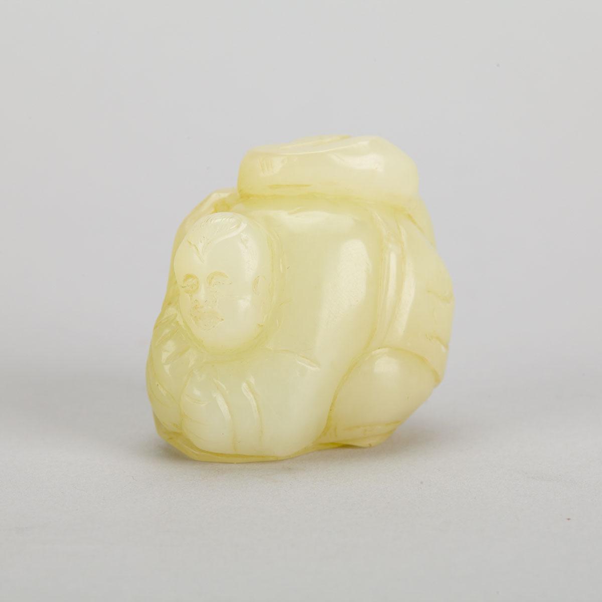 Yellow Jade ‘Boy and Fungus’ Group