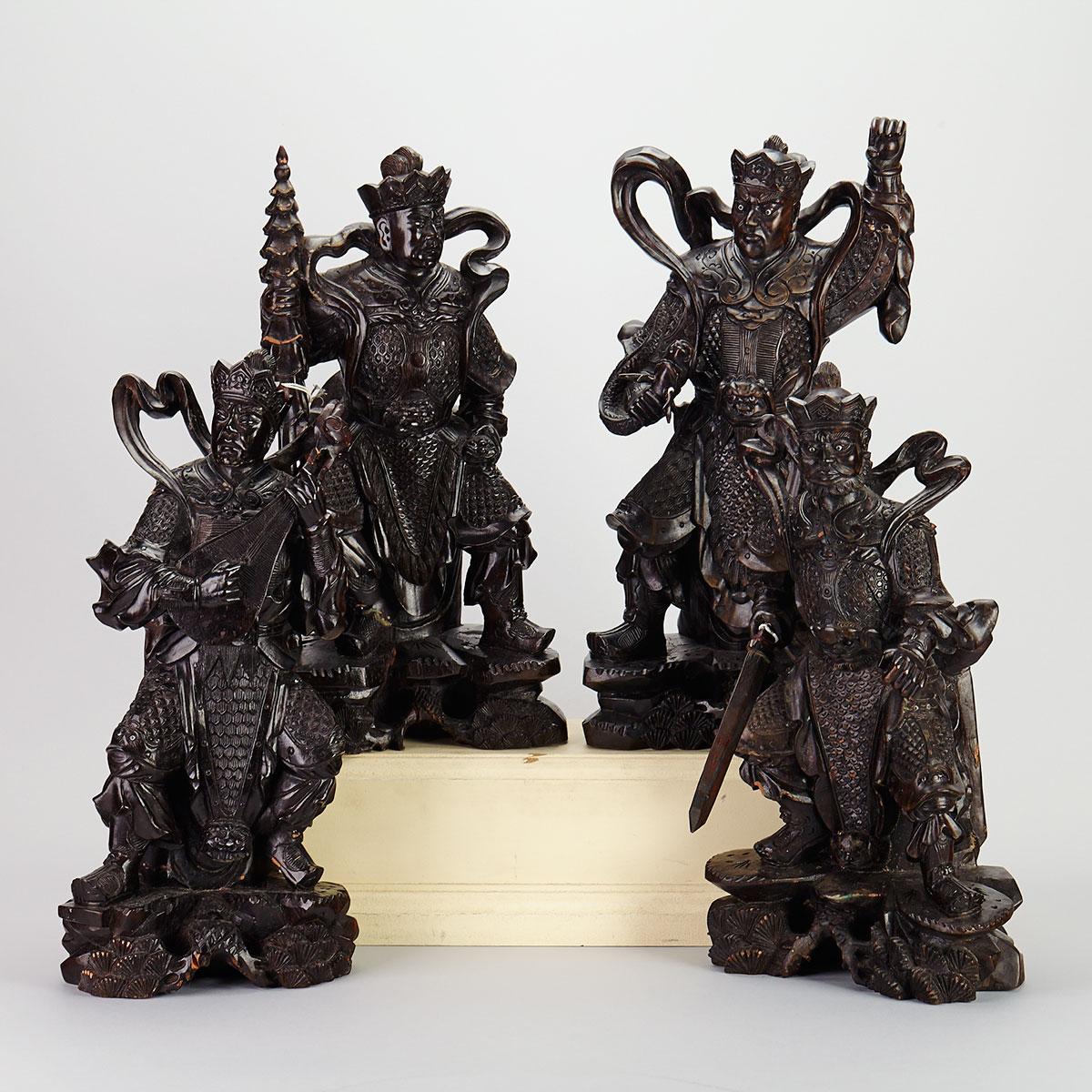Hardwood Figures of the Four Deva Kings
