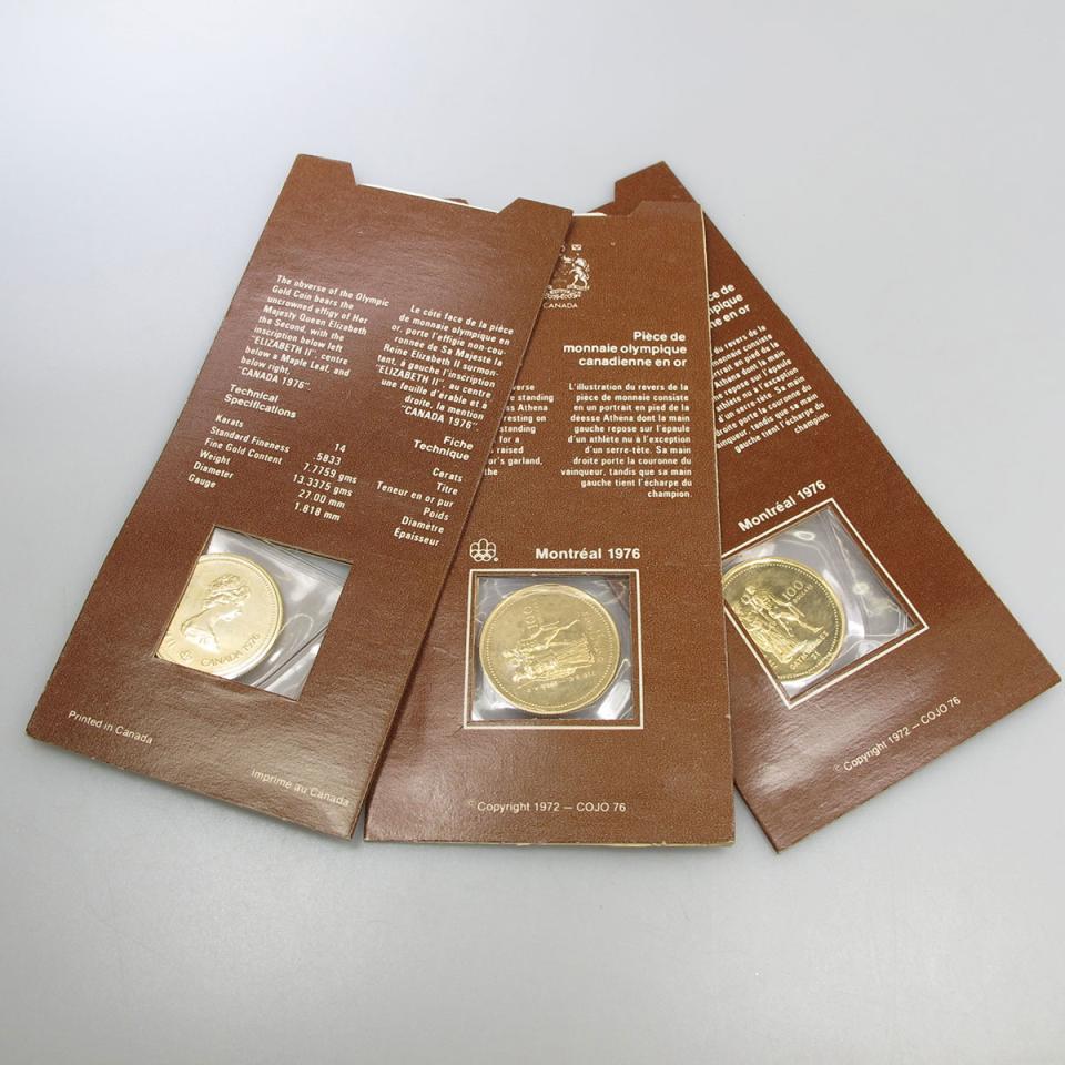 3 Canadian 1976 $100 14k Gold Coins