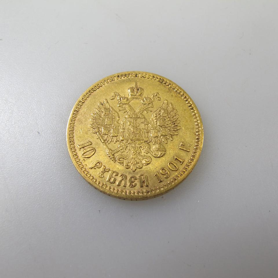 Russian 1901 10 Rouble Gold Coin