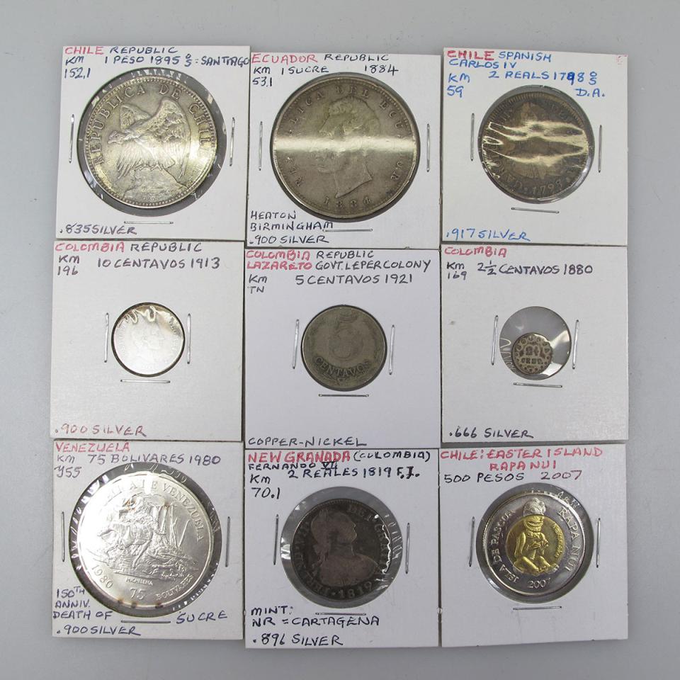 Quantity Of Coins From Chile, Ecuador, Columbia, Venezuela, Paraguay And Guyana 