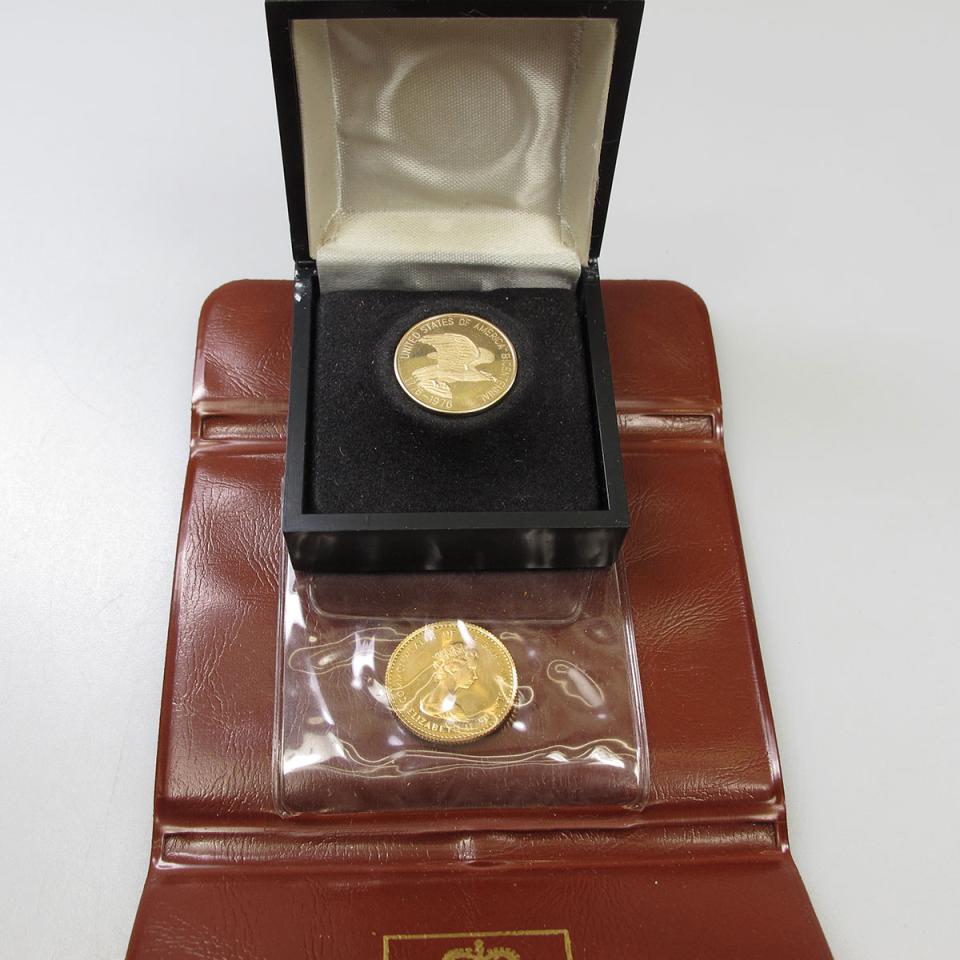 Bahamian 1971 $10 Gold Coin & An American 1976 Gold Commemorative Coin