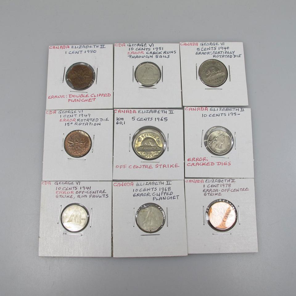 100 Various Canadian Error Coins 