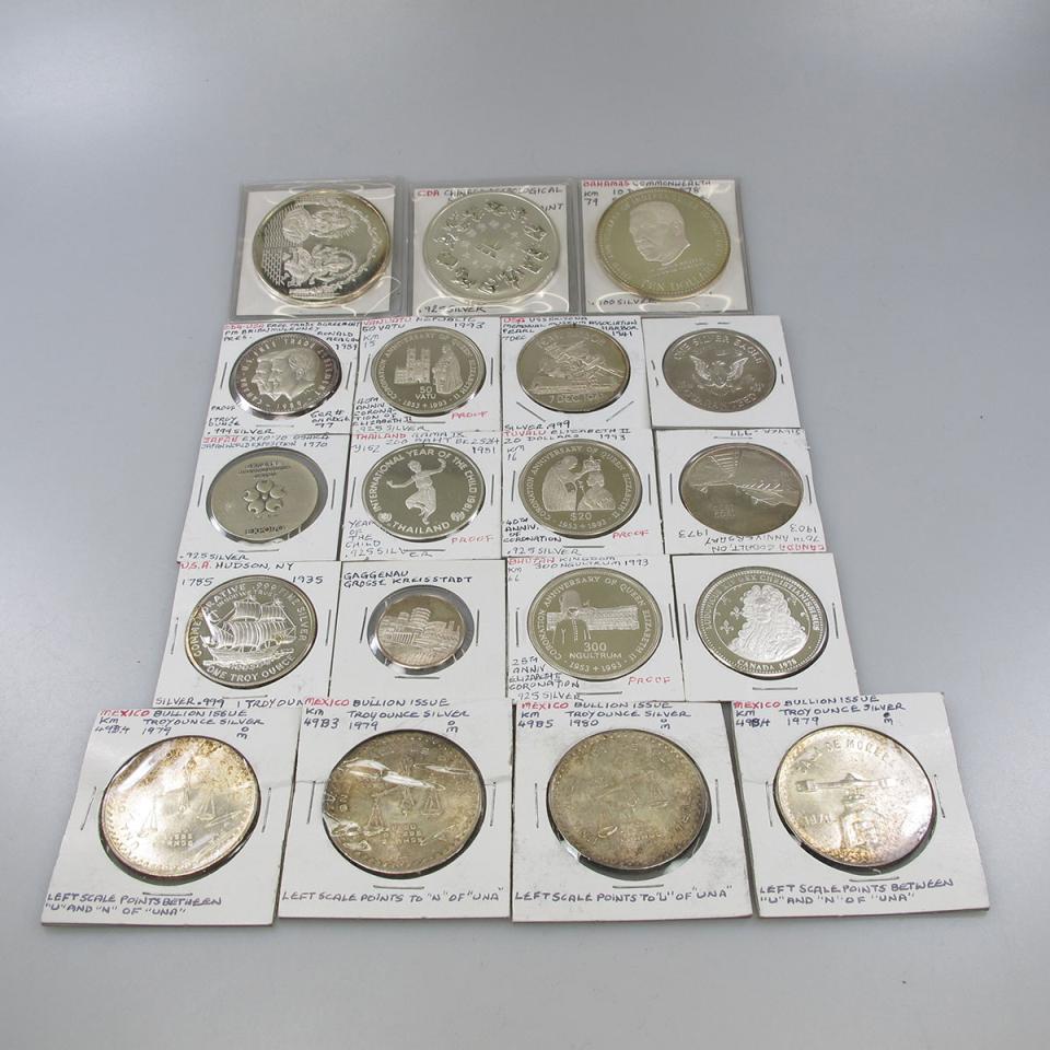 20 Various Large Silver Coins And Medallions