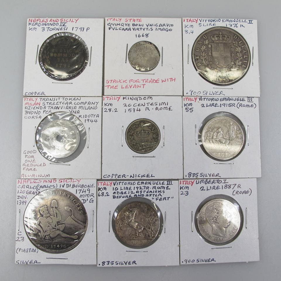 Quantity Of Italian And Italian States Coins, Tokens And Medallions 