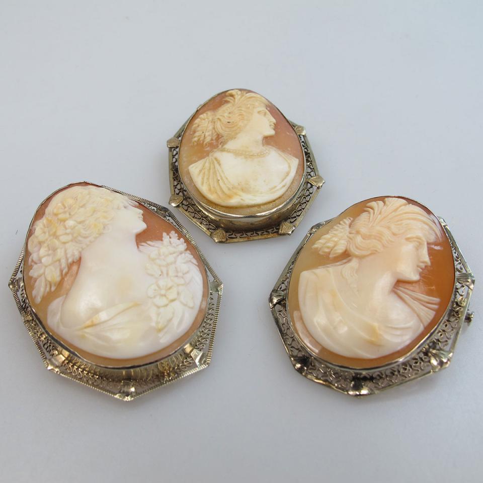 3 Oval Carved Shell Cameos