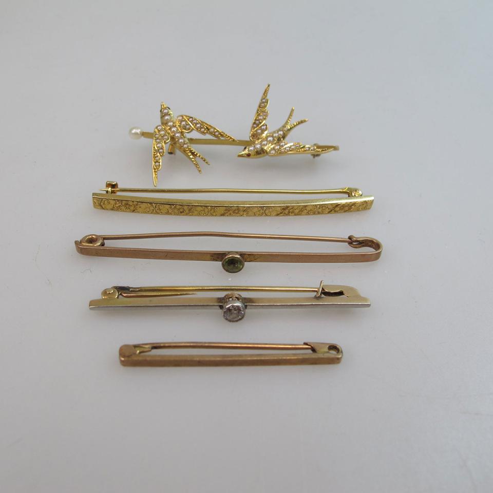 5 Various Gold Bar Pins