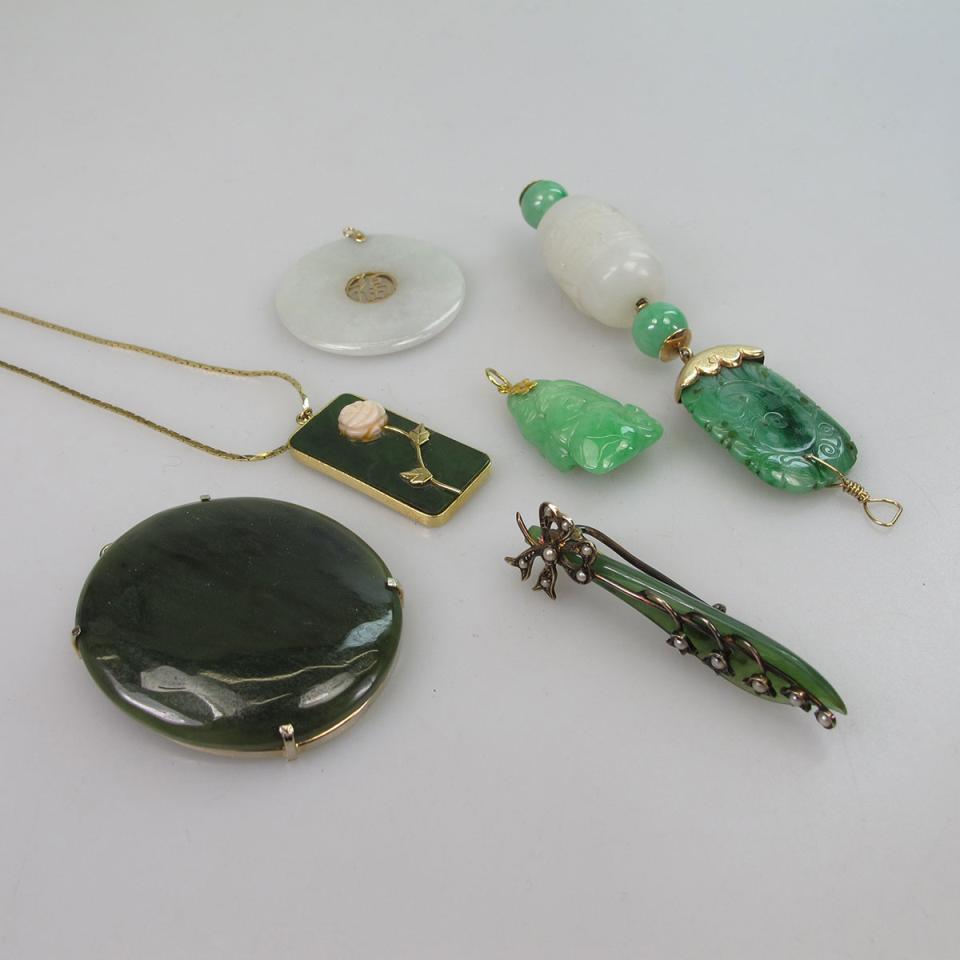 6 Various Jade Pendants 
