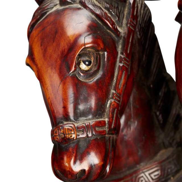 Large Rosewood Carved Equestrian Figure of Guandi