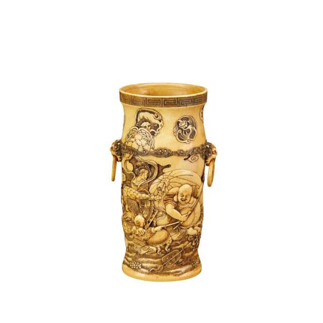 Large Ivory Carved Vase, Circa 1900