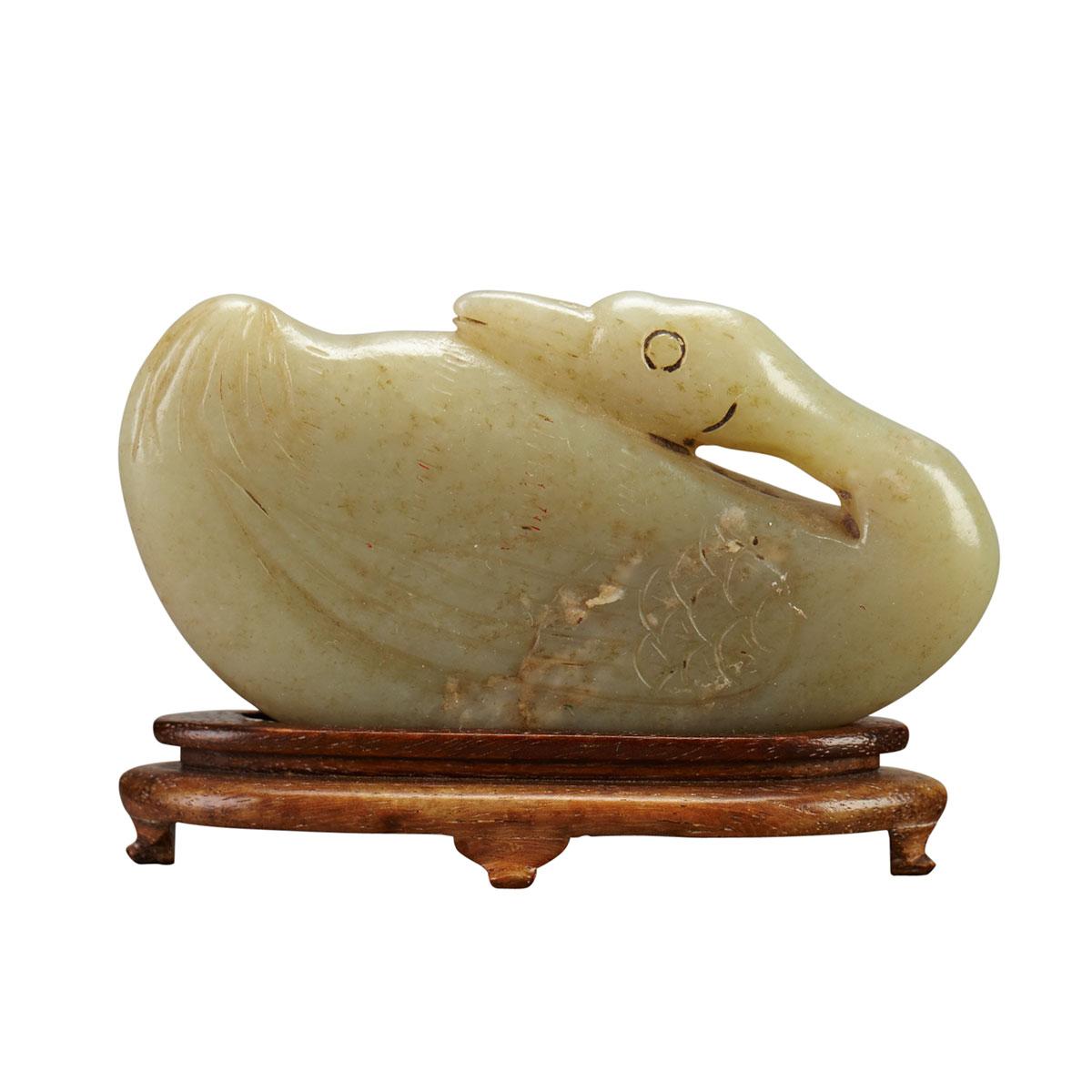 Celadon Jade Model of a Goose