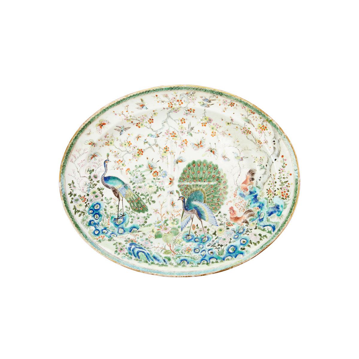 Export Famille Rose ‘Birds of Paradise’ Well and Tree Platter, 19th Century