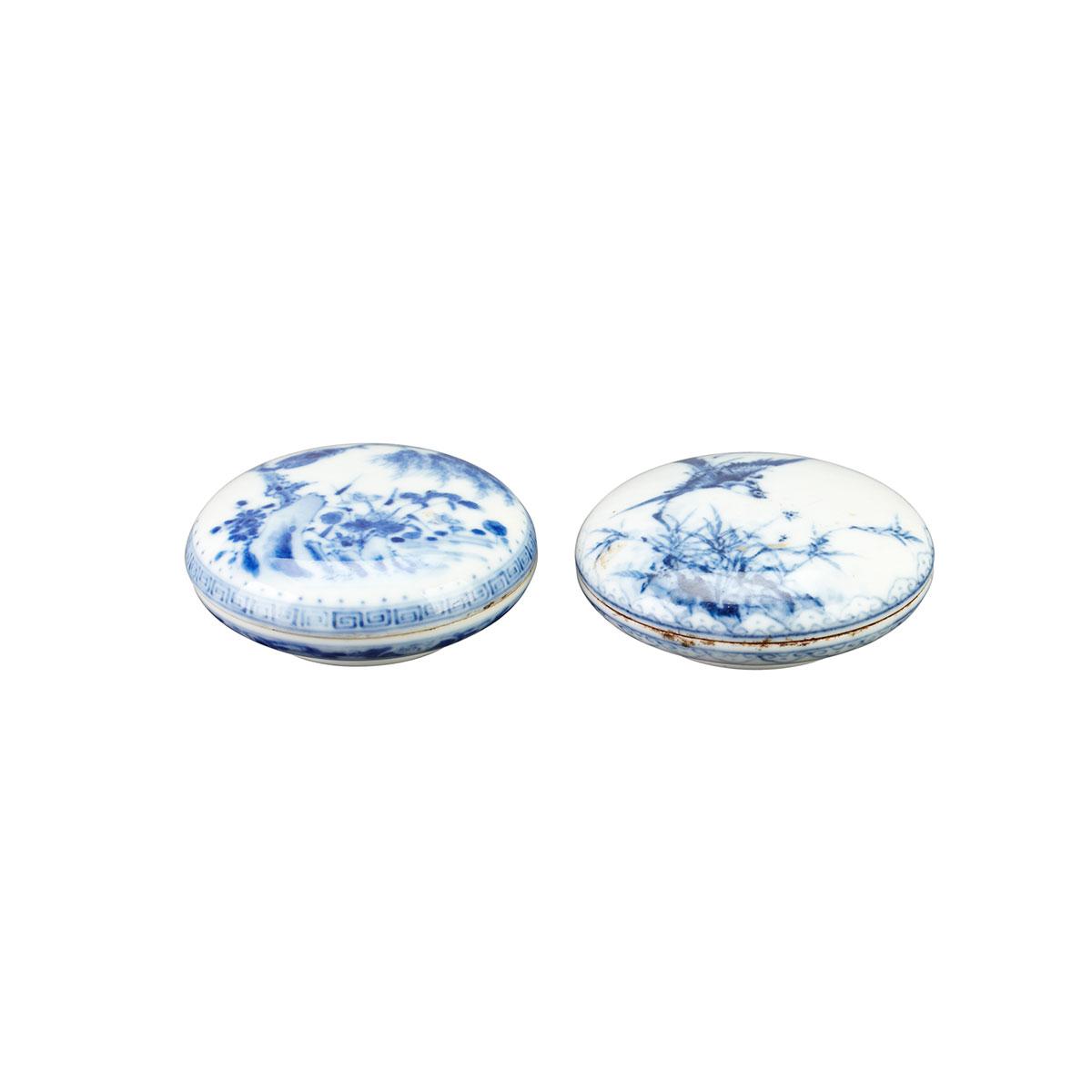 Two Blue and White Seal Paste Boxes, Republican Period