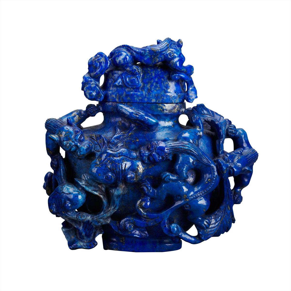 Lapis Lazuli Carved Hu Vase