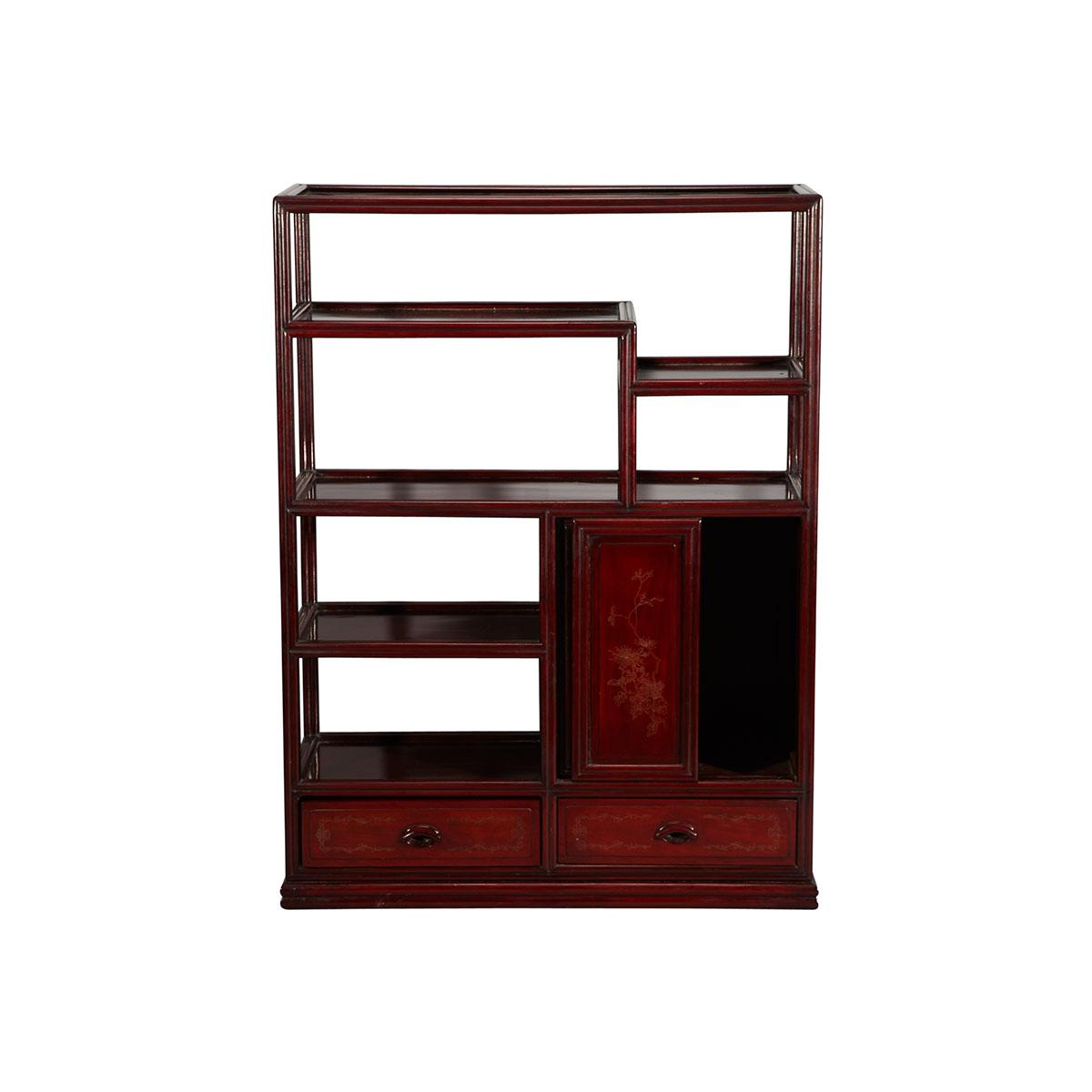 Rosewood Curio Display Cabinet with Silver Inlay