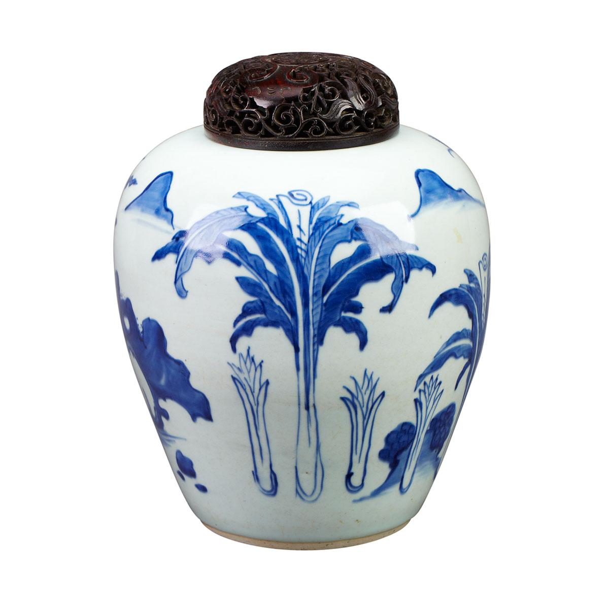 Blue and White Ginger Jar, Transitional Period, 17th Century