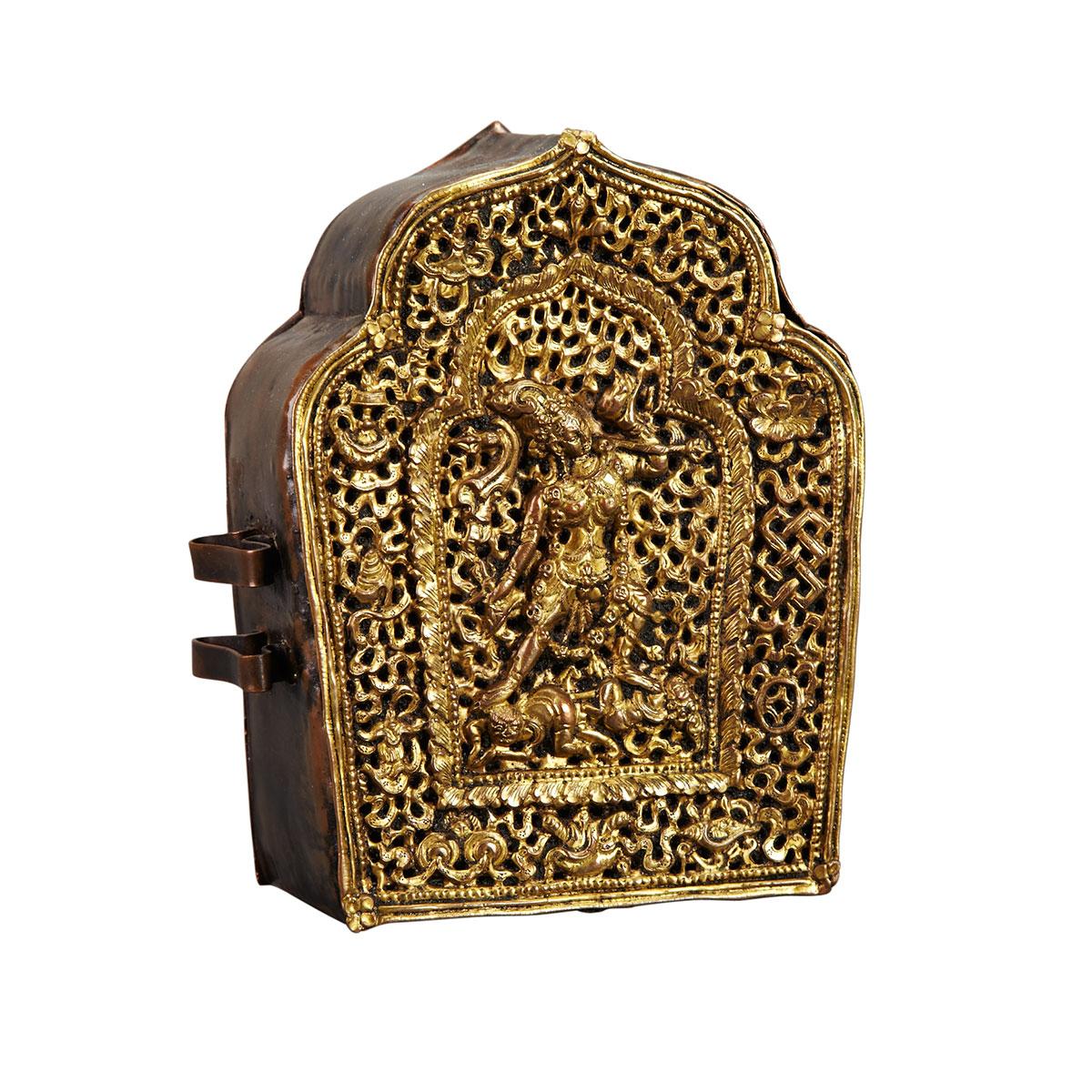 Copper Reliquary Box with Vajrayogini, Tibet, 19th Century