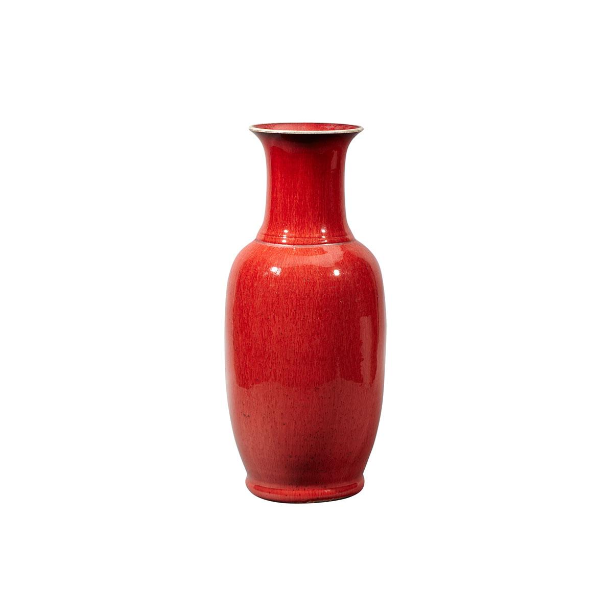 Large Oxblood Baluster Vase, 19th Century
