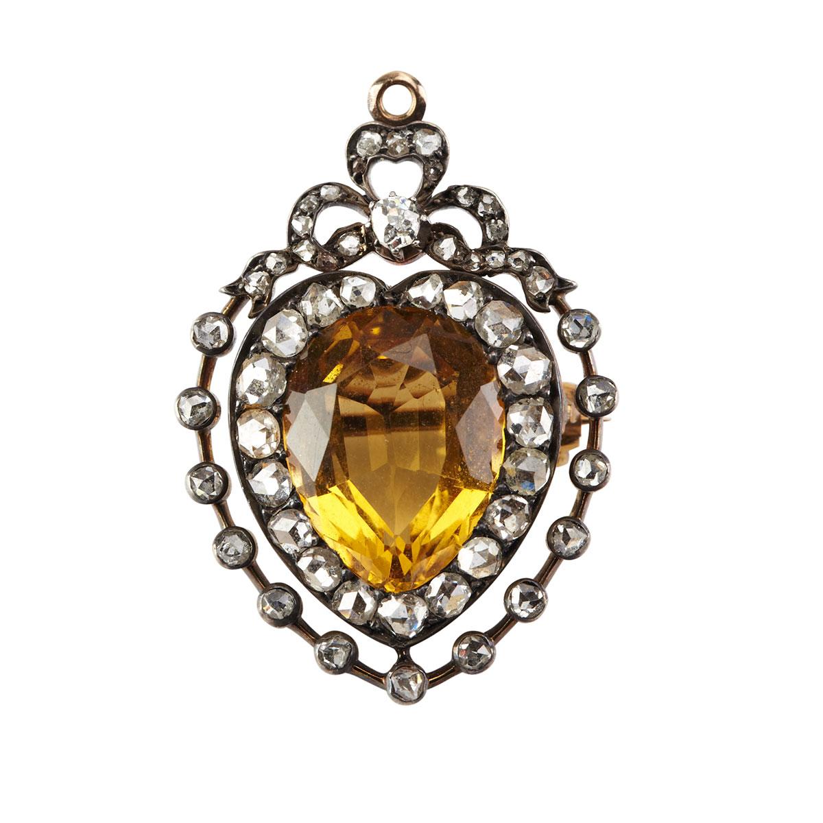 19th Century 14k Yellow Gold And Silver Brooch/Pendant